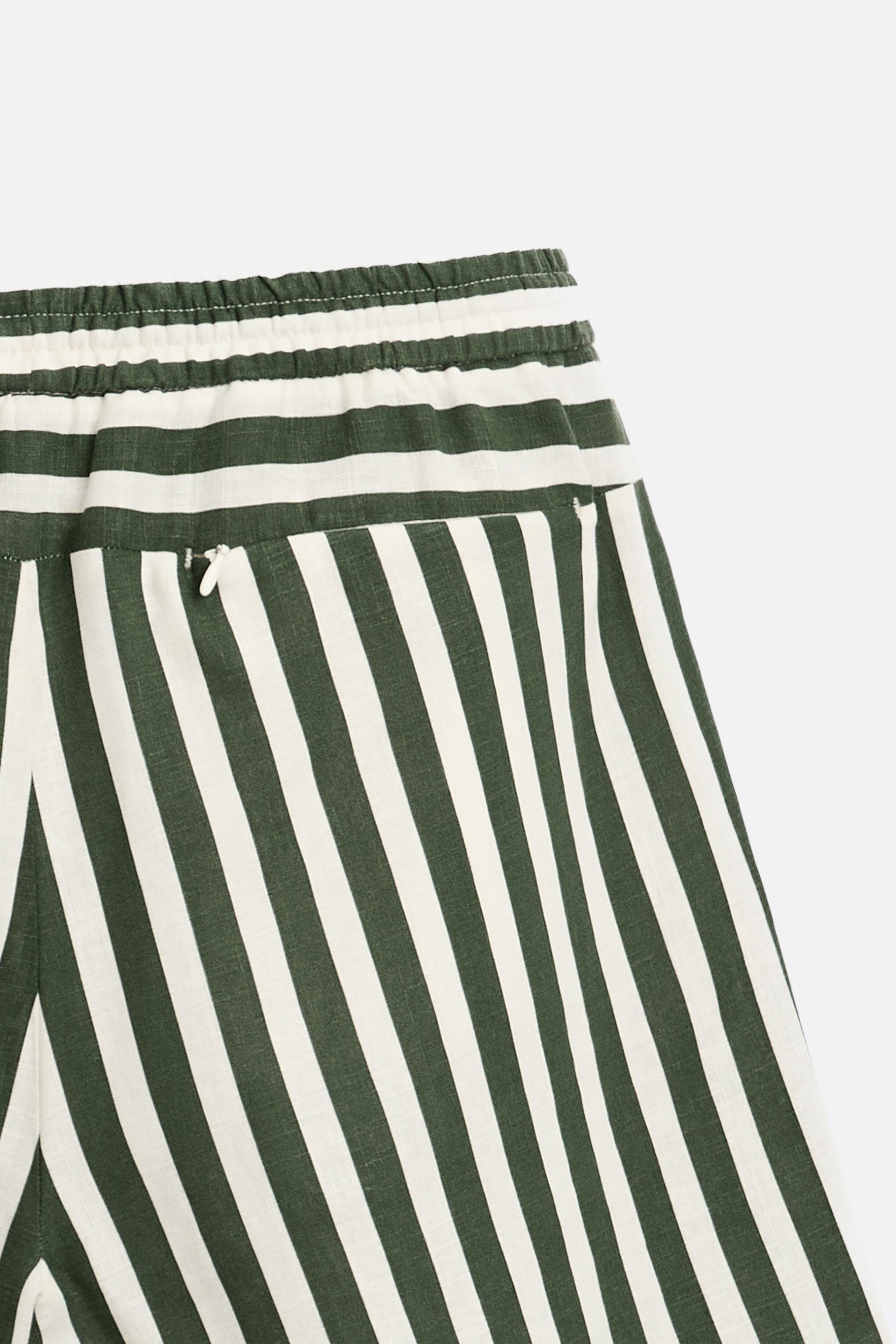 STRIPED LINEN-VISCOSE SHORTS Product Image