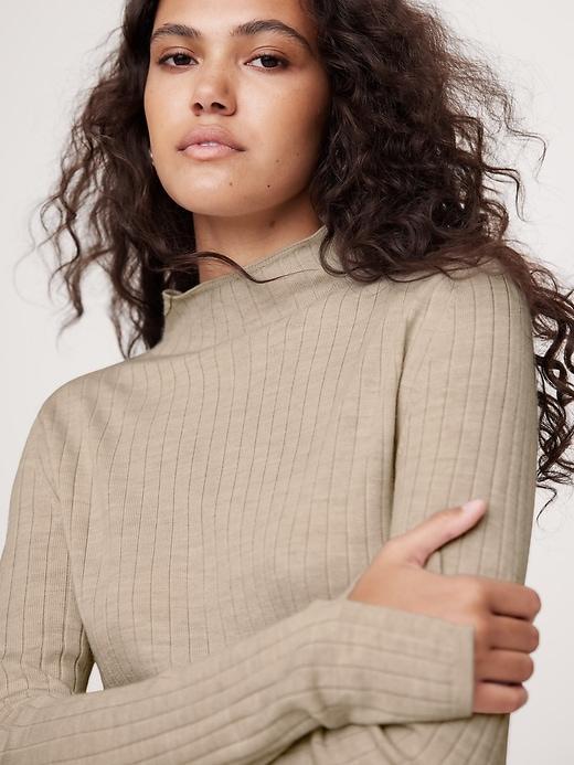 Ribbed Merino Mock-Neck Sweater Product Image