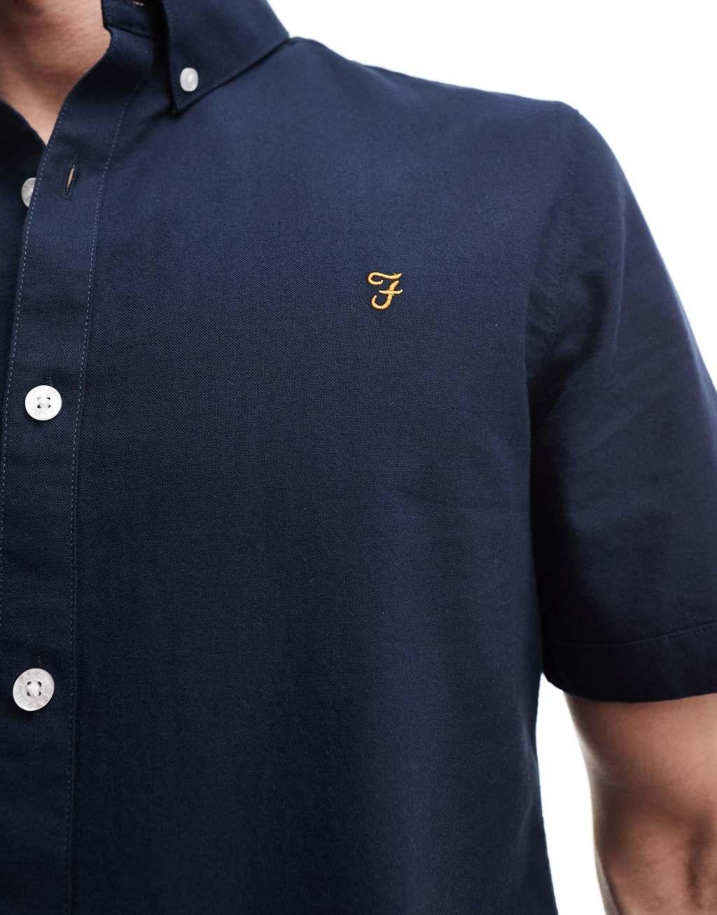 Farah brewer short sleeve shirt in navy Product Image