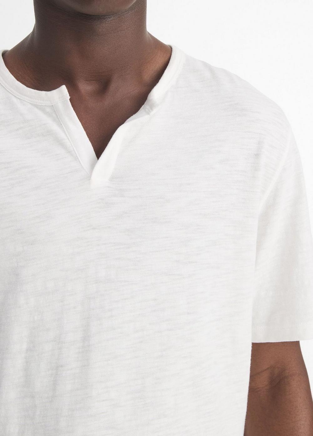 Slub Cotton Split-Neck T-Shirt Product Image