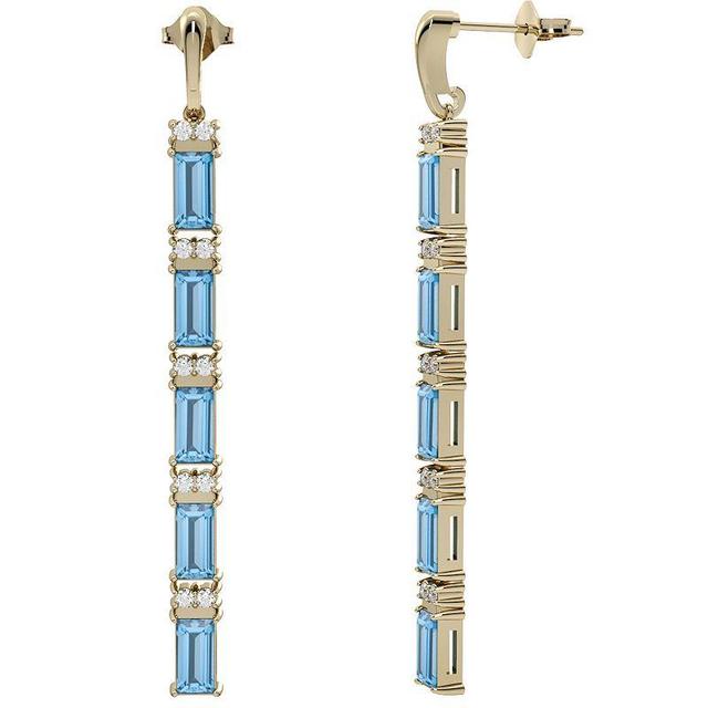 10k Gold Blue Topaz & Diamond Accent Dangle Earrings, Womens Product Image