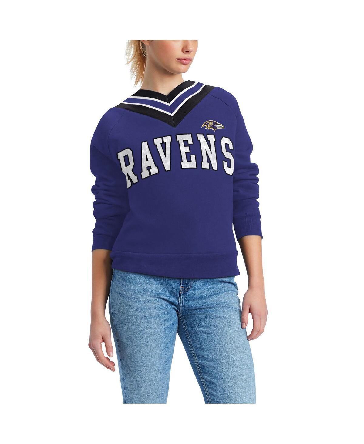 Womens Tommy Hilfiger Purple Baltimore Ravens Heidi V-Neck Pullover Sweatshirt Product Image