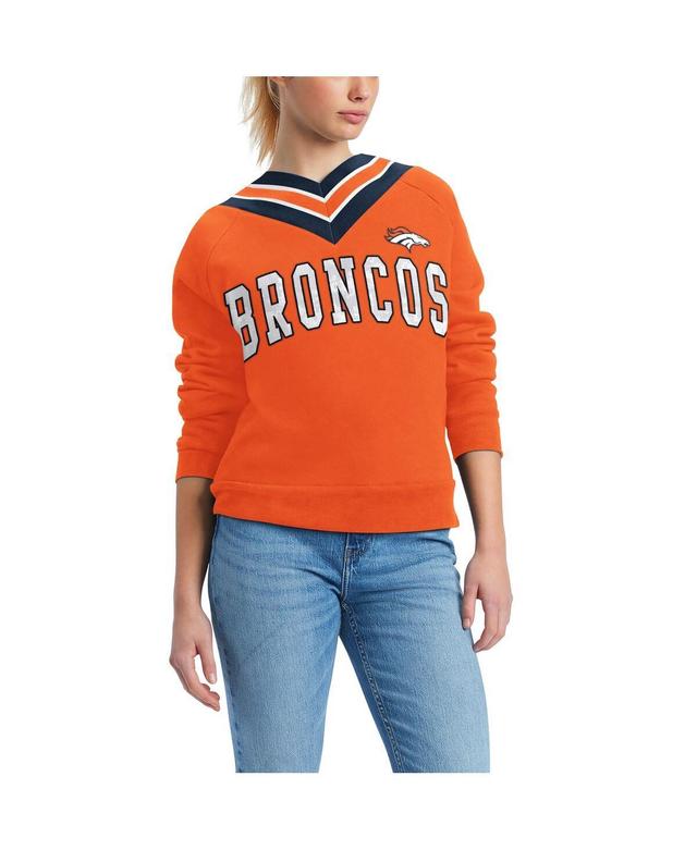 Womens Tommy Hilfiger Orange Denver Broncos Heidi V-Neck Pullover Sweatshirt Product Image