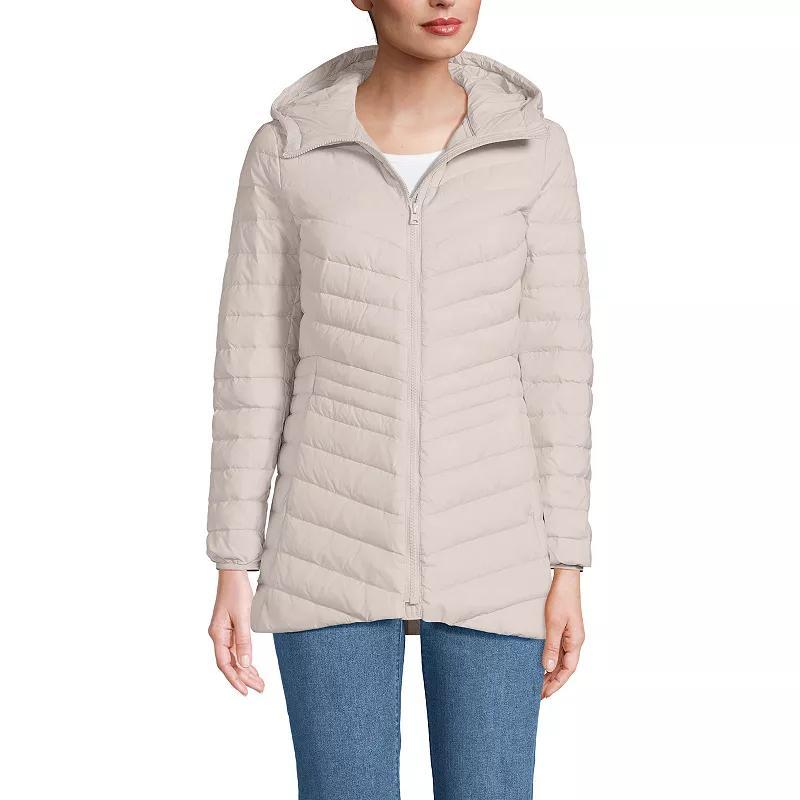 Plus Size Lands End Hood Wanderweight Ultralight Down Packable Jacket, Womens Deep Blue Product Image