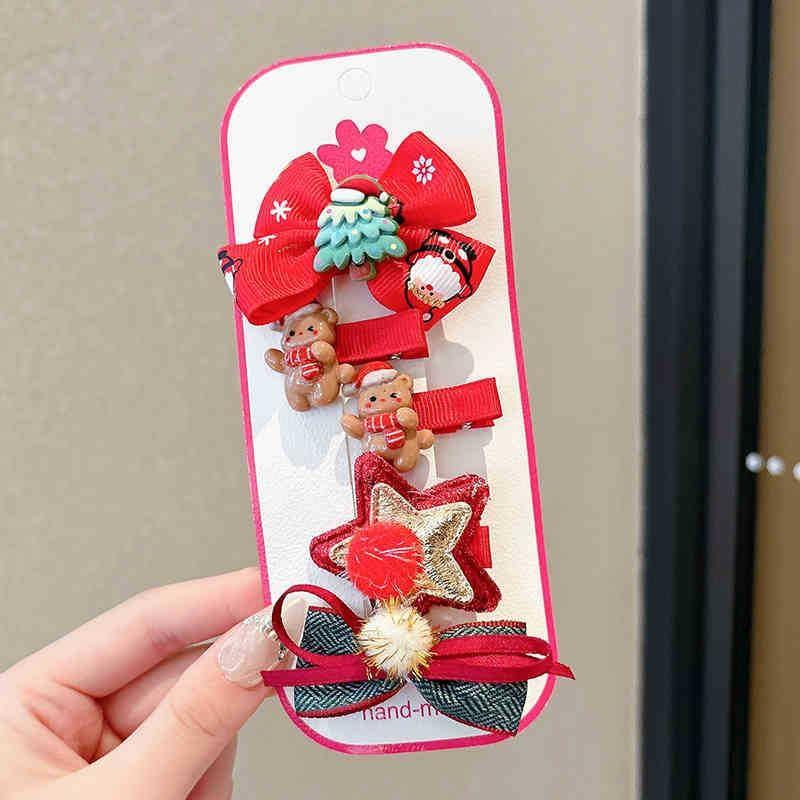 Set of 5: Christmas Bow / Floral / Beanie Hair Clip (Various Designs) Product Image