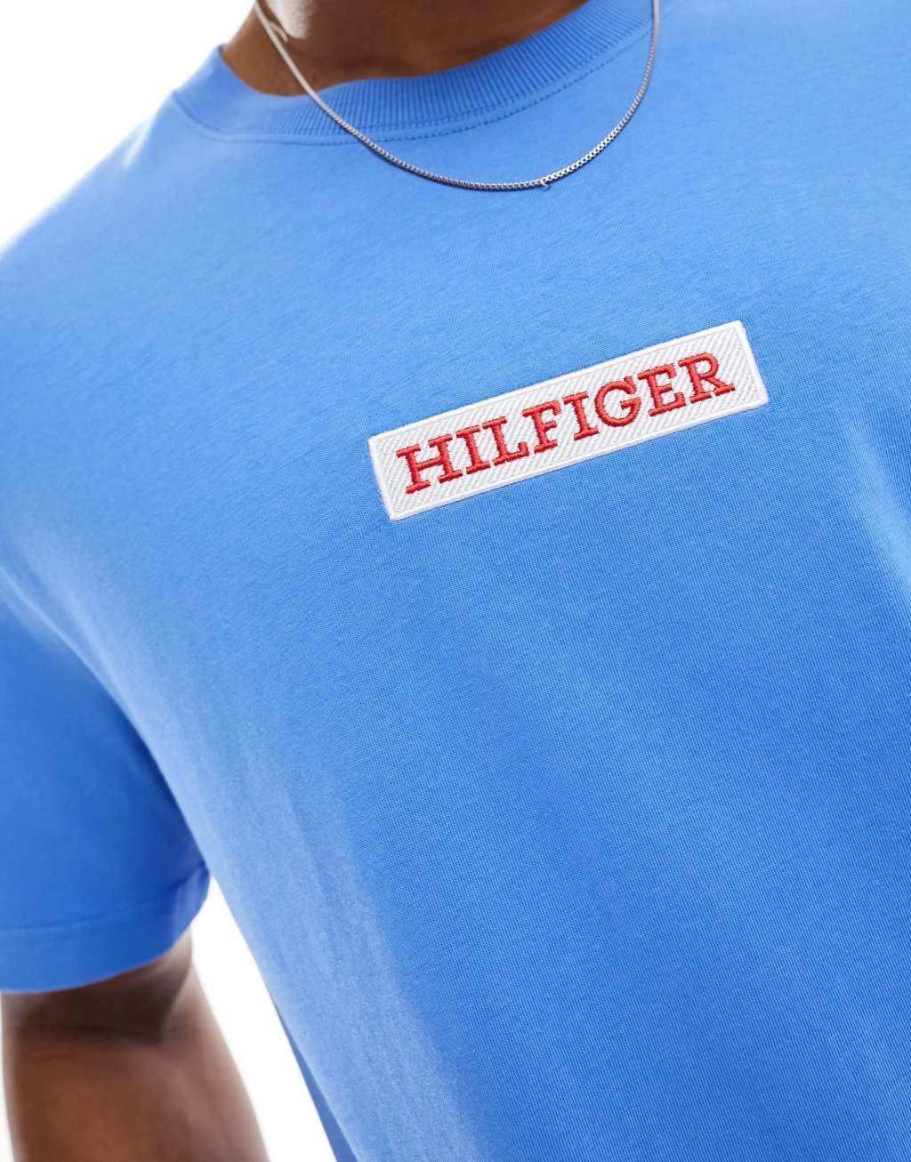 Tommy Hilfiger monotype box T-shirt in blue Product Image