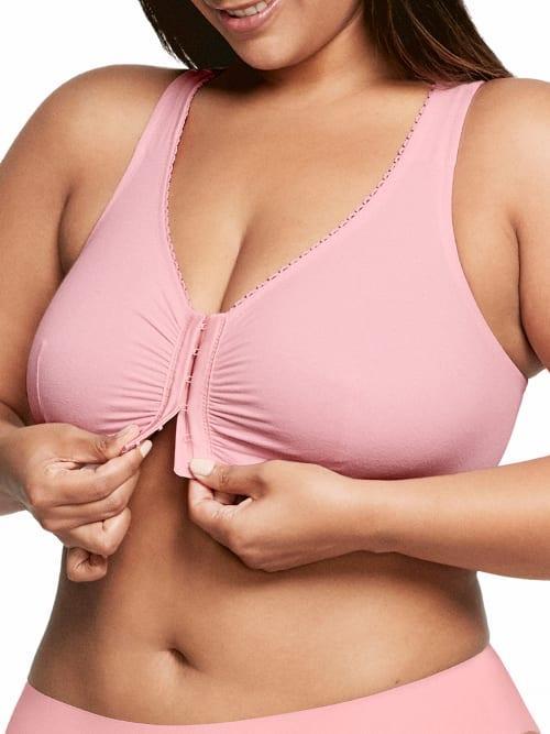 Womens Full Figure Plus Size Complete Comfort Wirefree Cotton T-Back Bra 1908 Product Image