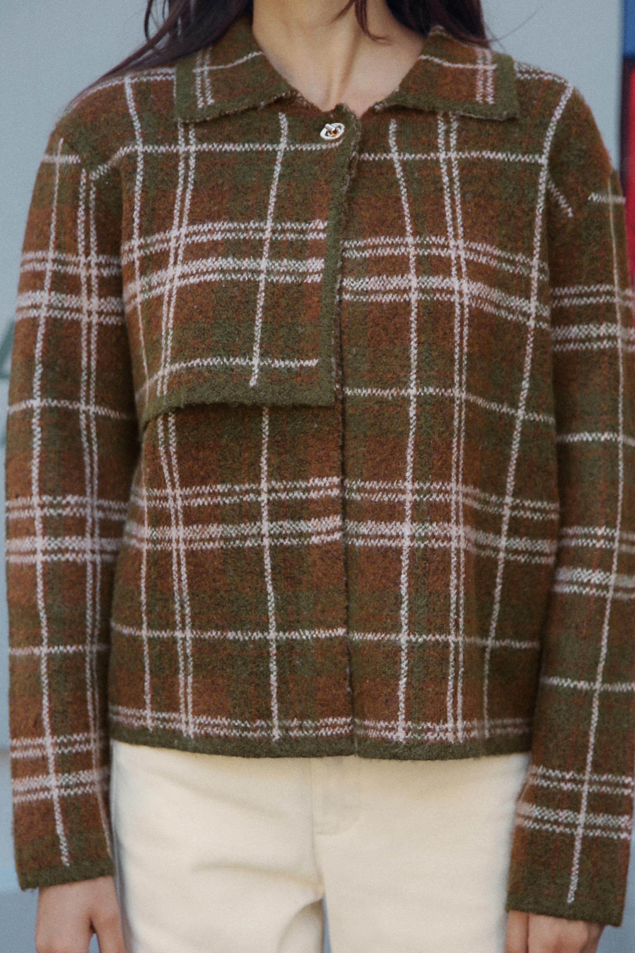 PLAID KNIT JACKET Product Image