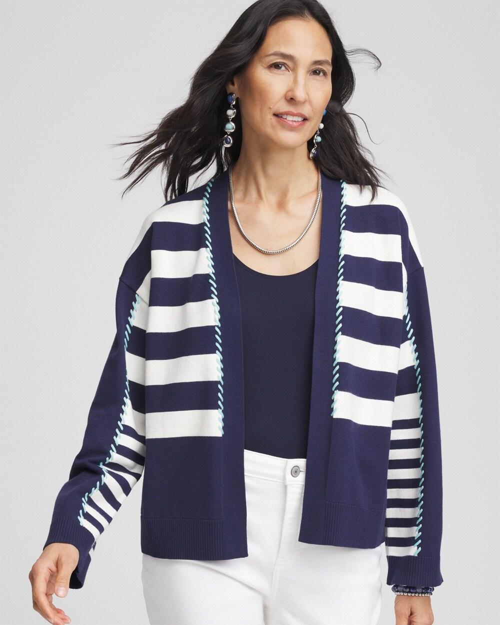 Women's Striped Cardigan Sweater Product Image