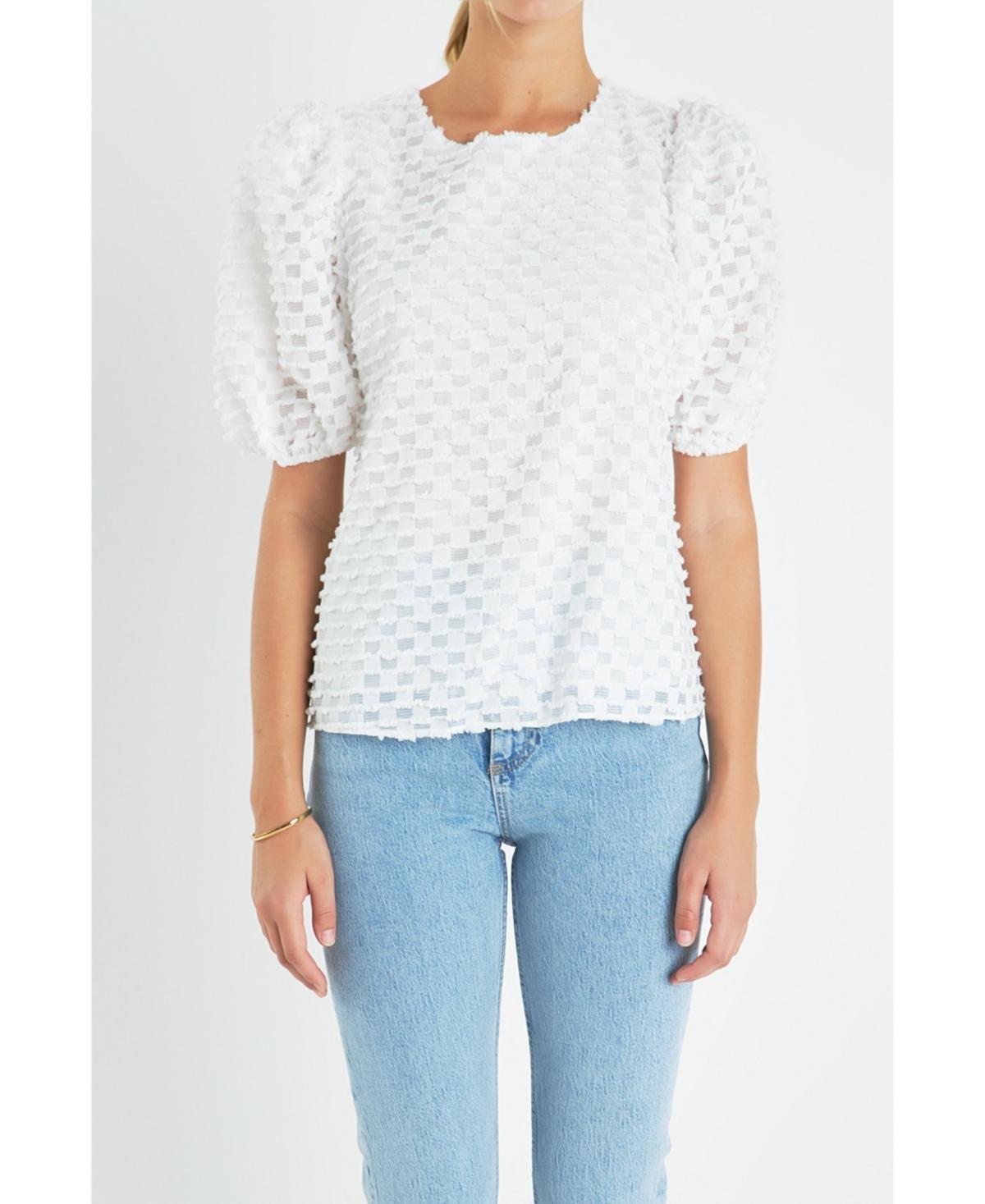 English Factory Womens Textured Puff Sleeve Top Product Image