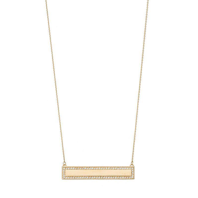 14k Gold 1/3 Carat T.W. Diamond Bar Link Necklace, Womens White Product Image