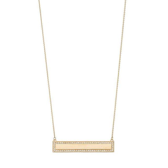 14k Gold 1/3 Carat T.W. Diamond Bar Link Necklace, Womens White Product Image