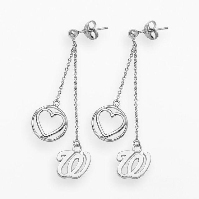 LogoArt Washington Nationals Beloved Sterling Silver Linear Drop Earrings, Womens, Grey Product Image