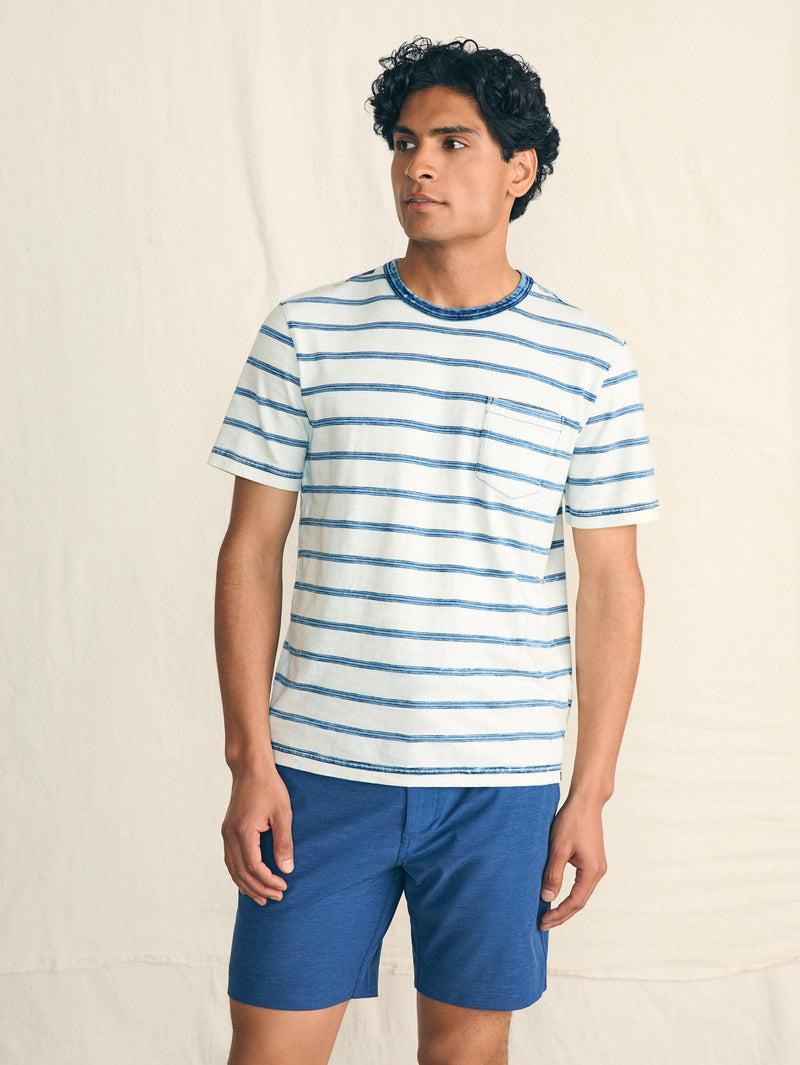 Short-Sleeve Indigo Pocket Tee - Indigo Tide Stripe Product Image