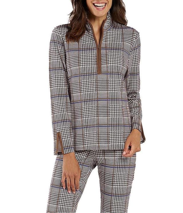 Jude Connally Aspen Glen Plaid Jude Cloth High Neck Long Sleeve Quarter Zip Top Product Image