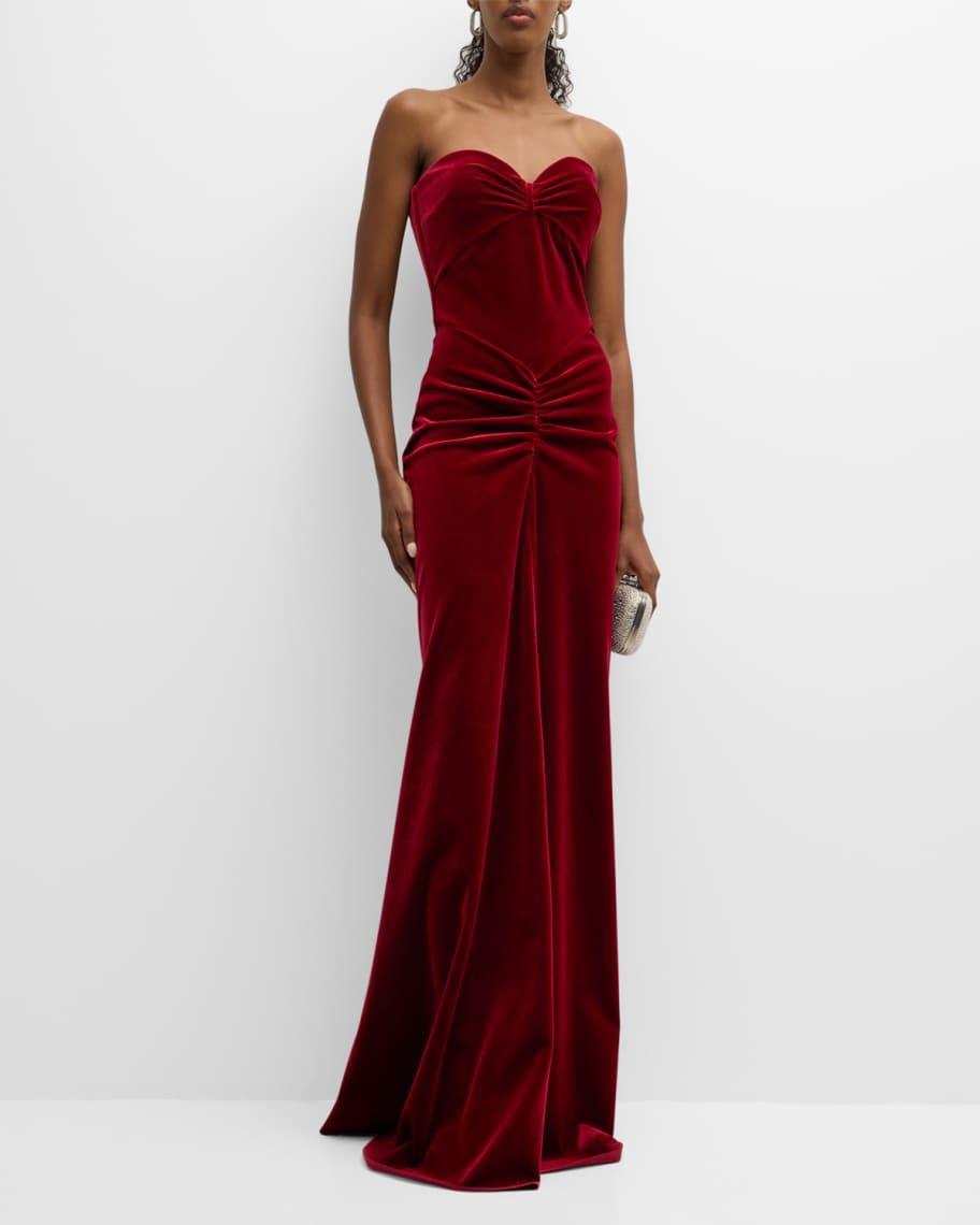 Malik Strapless A-Line Velvet Gown Product Image