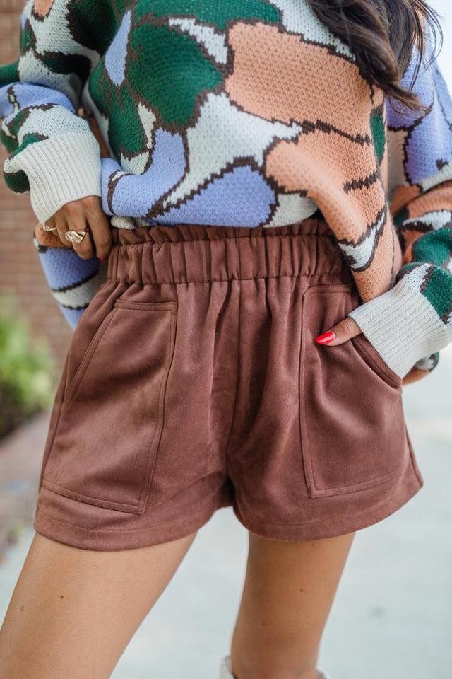 Final Moments Brown Suede Shorts Product Image