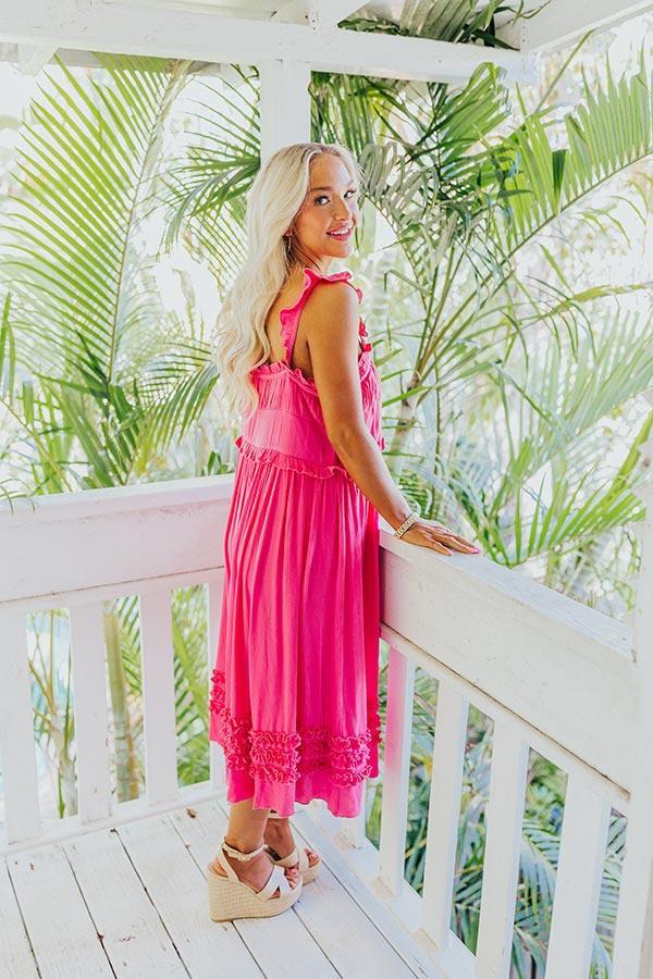 Bayside Bliss Ruffle Midi in Hot Pink Product Image