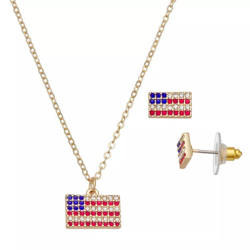 American Flag Necklace & Earring Set, Womens, Multi Product Image