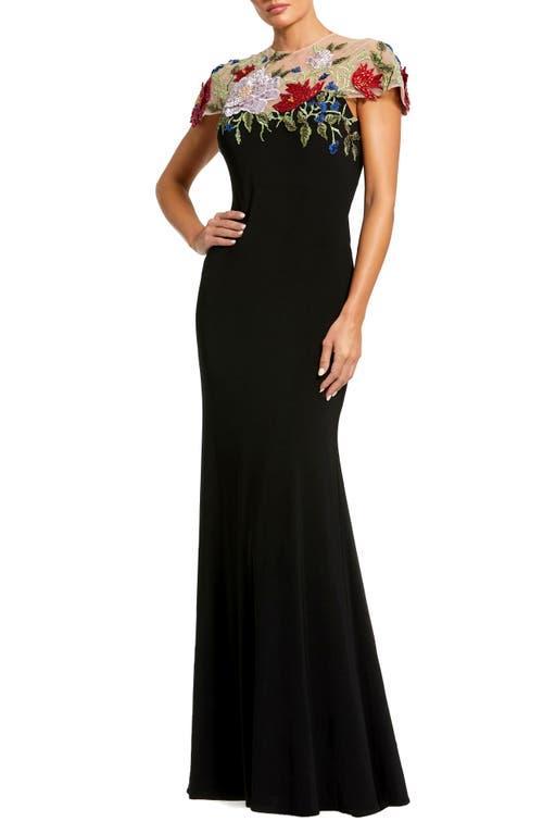 Womens Floral-Embroidered Jersey Gown Product Image