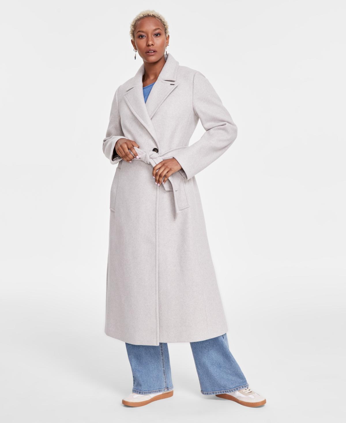 Dkny Womens Notched-Collar Double-Breasted Wrap Coat Product Image