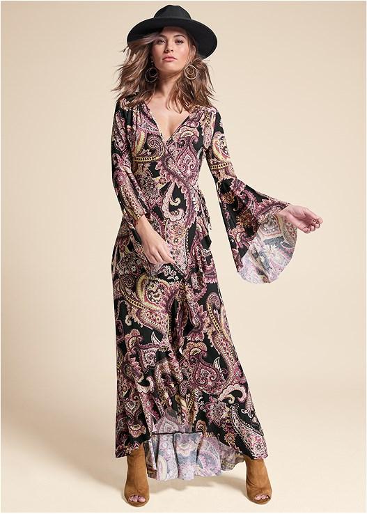 Paisley Print Wrap Dress Product Image