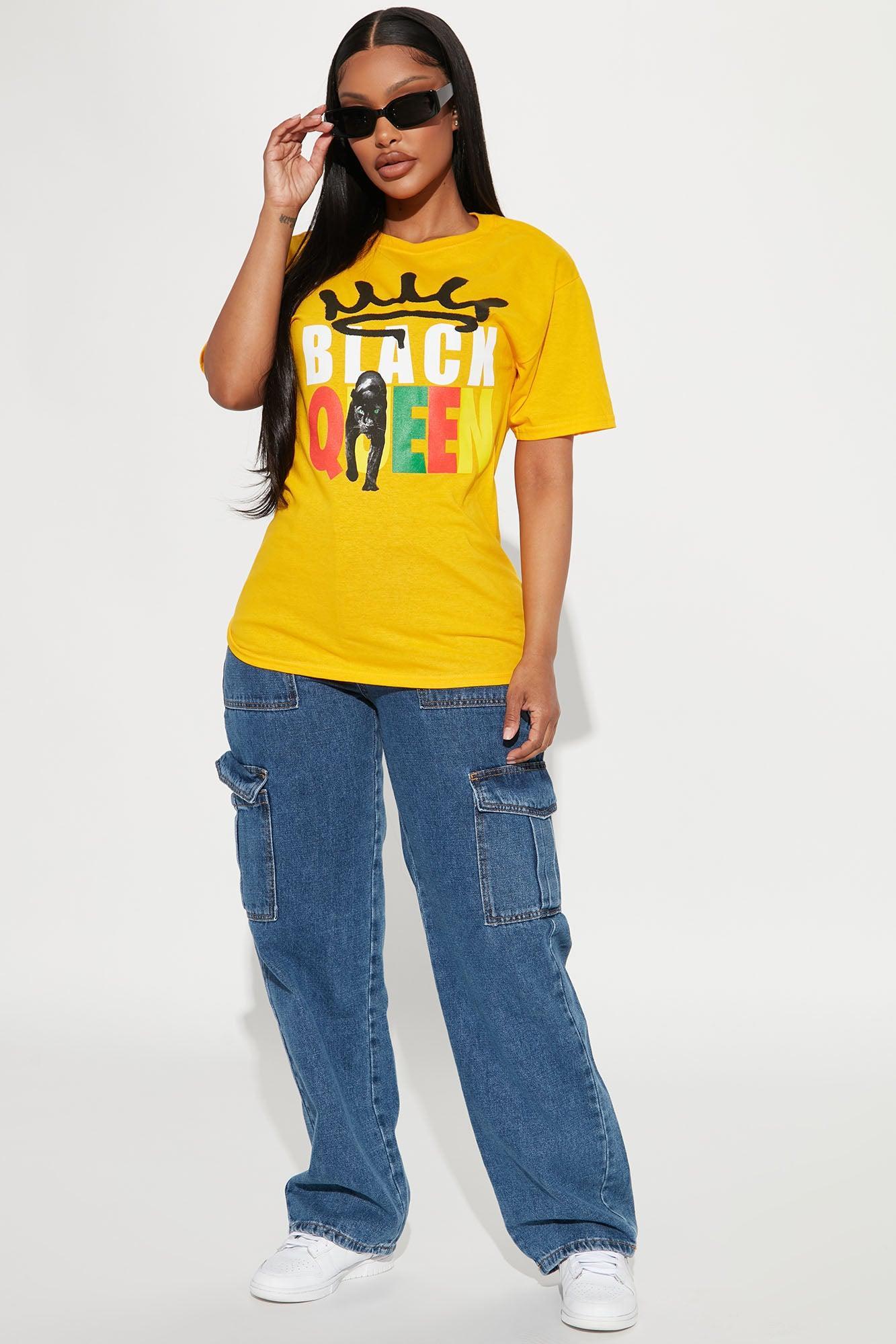 Black Queen Graphic T-Shirt - Mustard Product Image