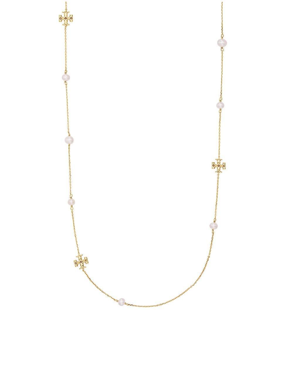 Womens Kira 18K-Gold-Plated & Cultured Pearl Long Necklace Product Image