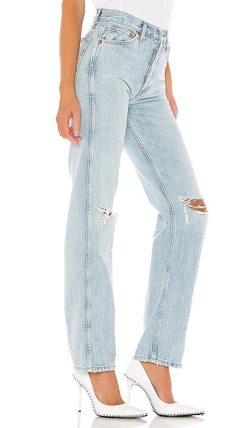 Womens High-Rise Ripped-Knee Loose Jeans Product Image