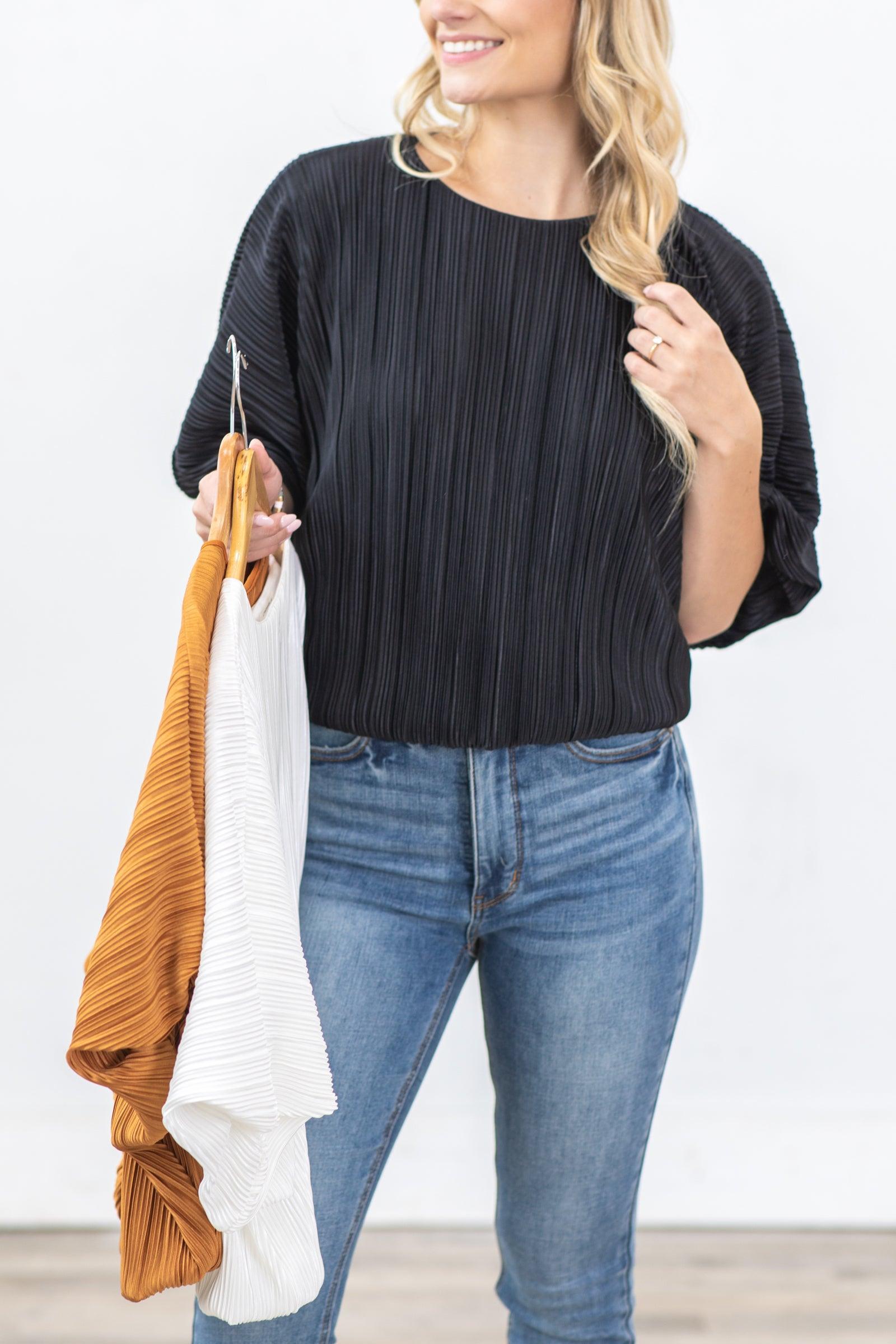 Pleated Dolman Short Sleeve Knit Top Product Image