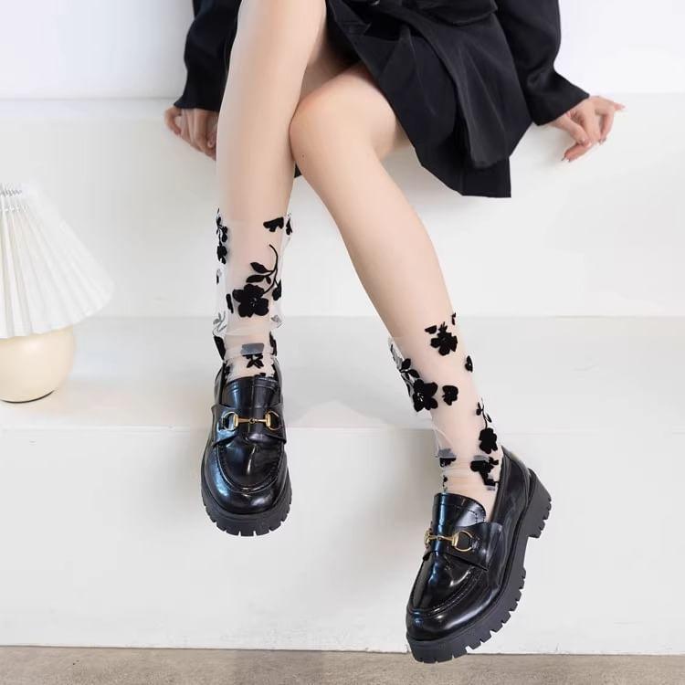 Floral Jacquard Mesh Socks Product Image