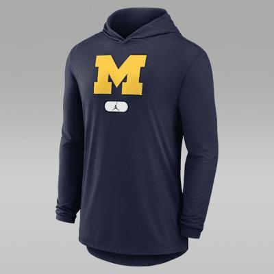 Michigan Wolverines Men's Jordan Brand Dri-FIT College Long-Sleeve Hooded T-Shirt Product Image