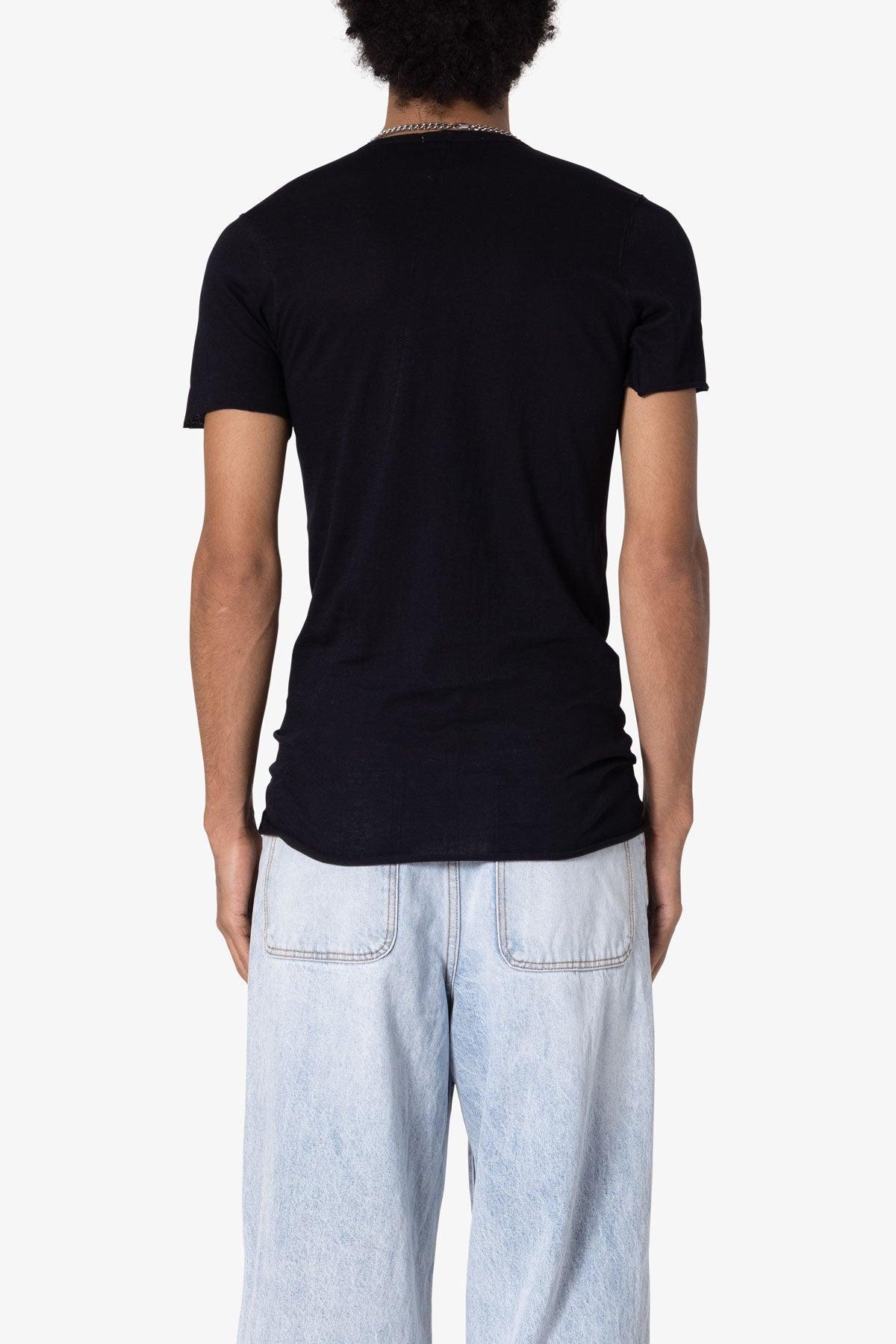 Sheer Knit Bias Cut Tee - Black Product Image