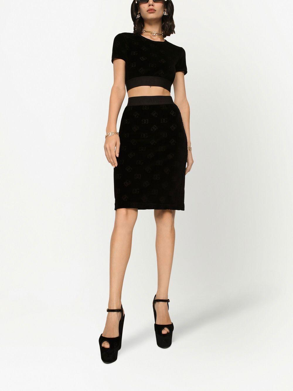 DOLCE & GABBANA Logo-print Bodycon Skirt In Nero Product Image