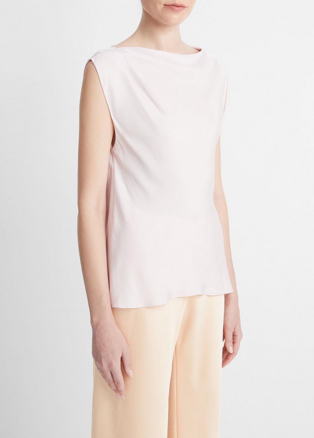 Silk-Blend Asymmetric Draped Cap-Sleeve Blouse Product Image