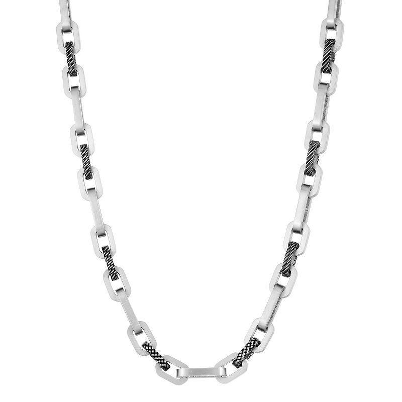 Mens LYNX Two Tone Stainless Steel Link Chain Necklace Product Image