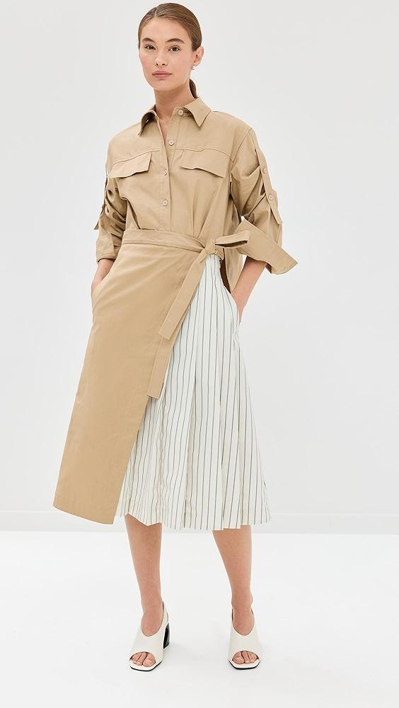 3.1 Phillip Lim Wrap Shirt Dress With Pleated Poplin Combo | Shopbop Product Image