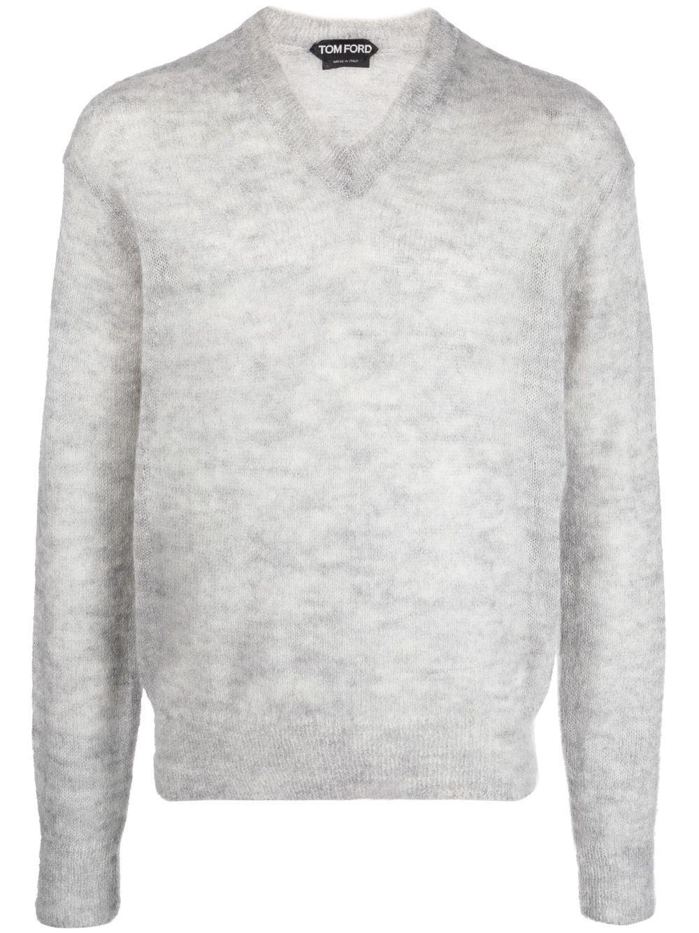 Mohair Blend Is V Neck In Grey Product Image