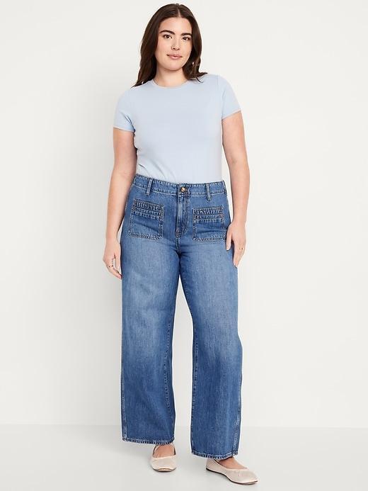 High-Waisted Baggy Wide-Leg Trouser Jeans Product Image