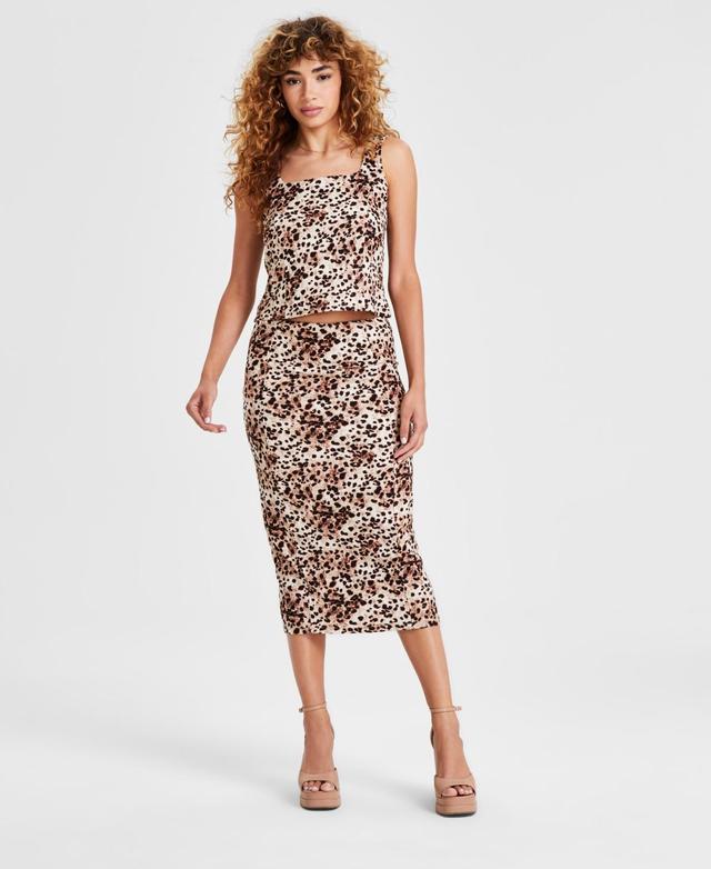 Bar Iii Womens Cheetah-Print Textured Midi Skirt, Created for Macys Product Image