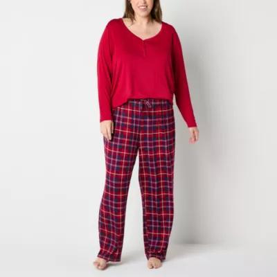 Liz Claiborne Cool and Calm Womens Plus Long Sleeve 2-pc. Pant Pajama Set Product Image