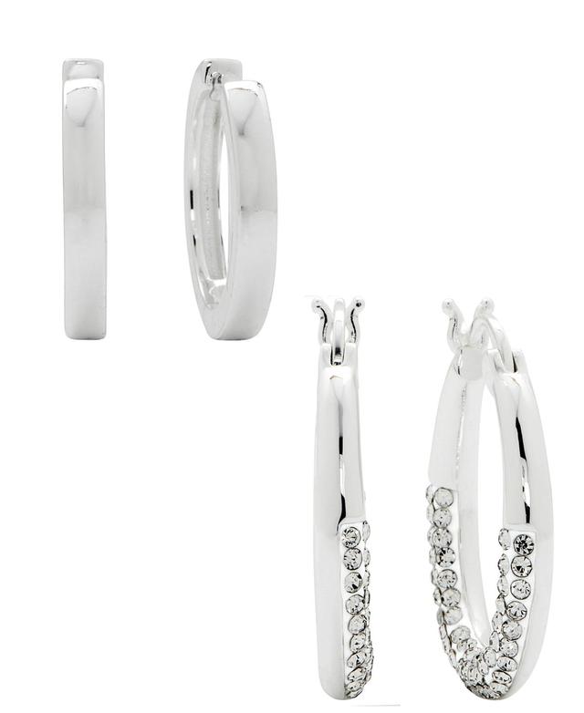 Womens Crystal Hoop Earrings Set, 4 Pieces Product Image