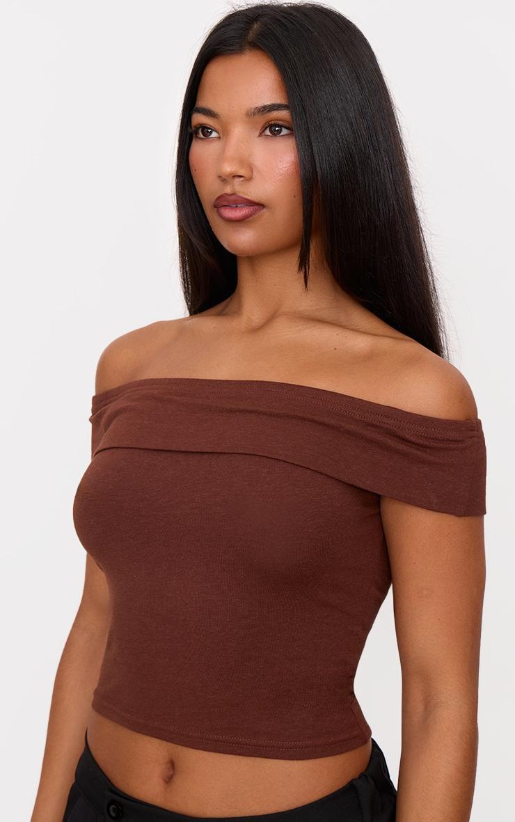 Mocha Modal Cotton Bardot Long Top Product Image