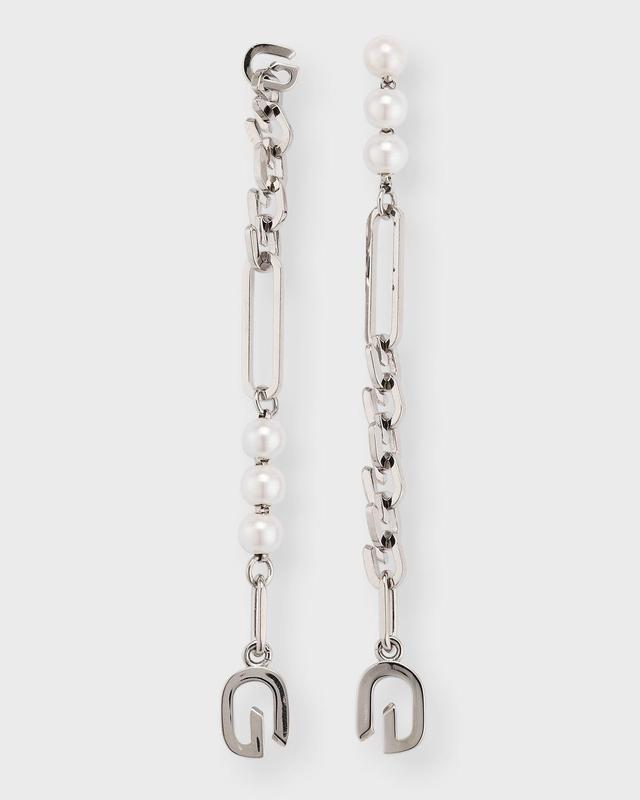 Womens G Link Earrings In Metal With Pearls Product Image