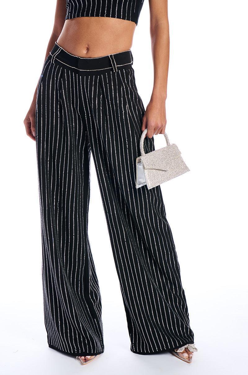 NOLLAN RHINESTONE STRIPE WIDE LEG TROUSER product image