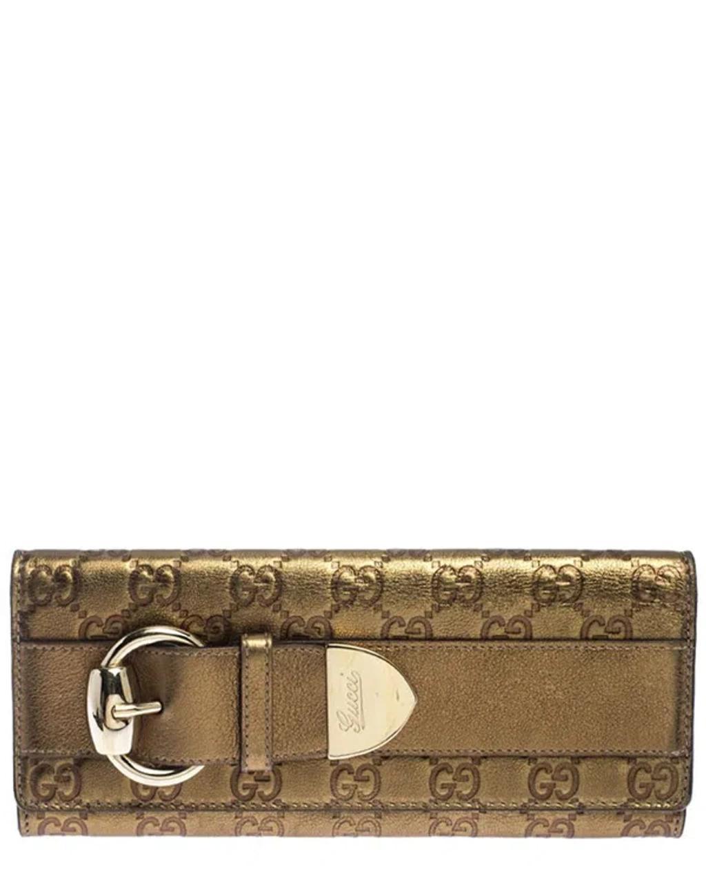 GUCCI Gold Ssima Leather Continental Wallet (authentic ) Product Image