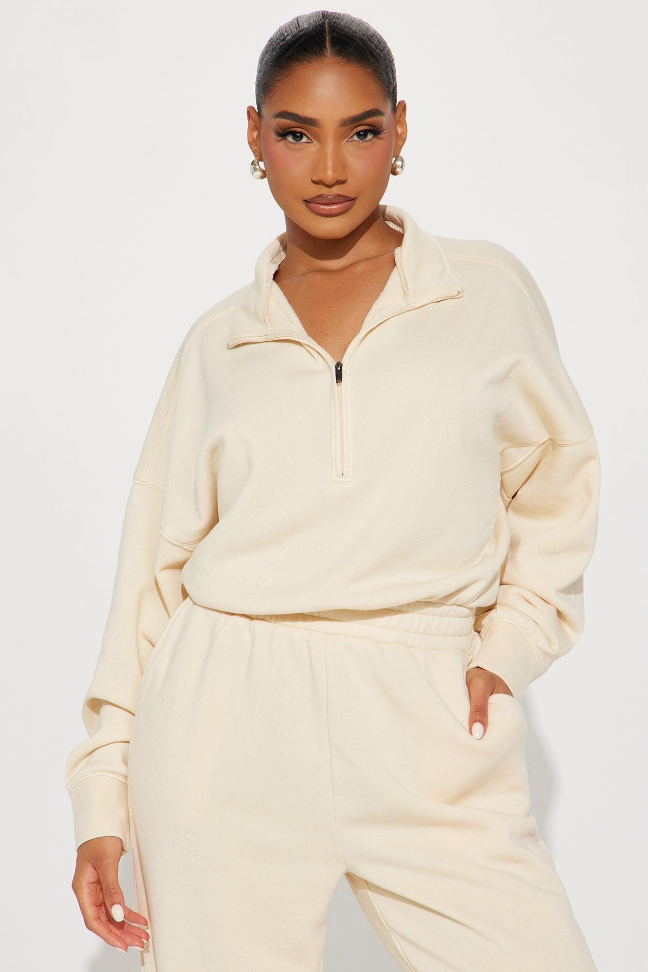 Build You Up French Terry Jumpsuit - Cream Product Image