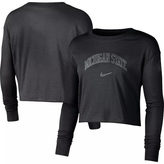 Womens Nike Michigan State Spartans 2-Hit Cropped Long Sleeve Logo T-Shirt Product Image