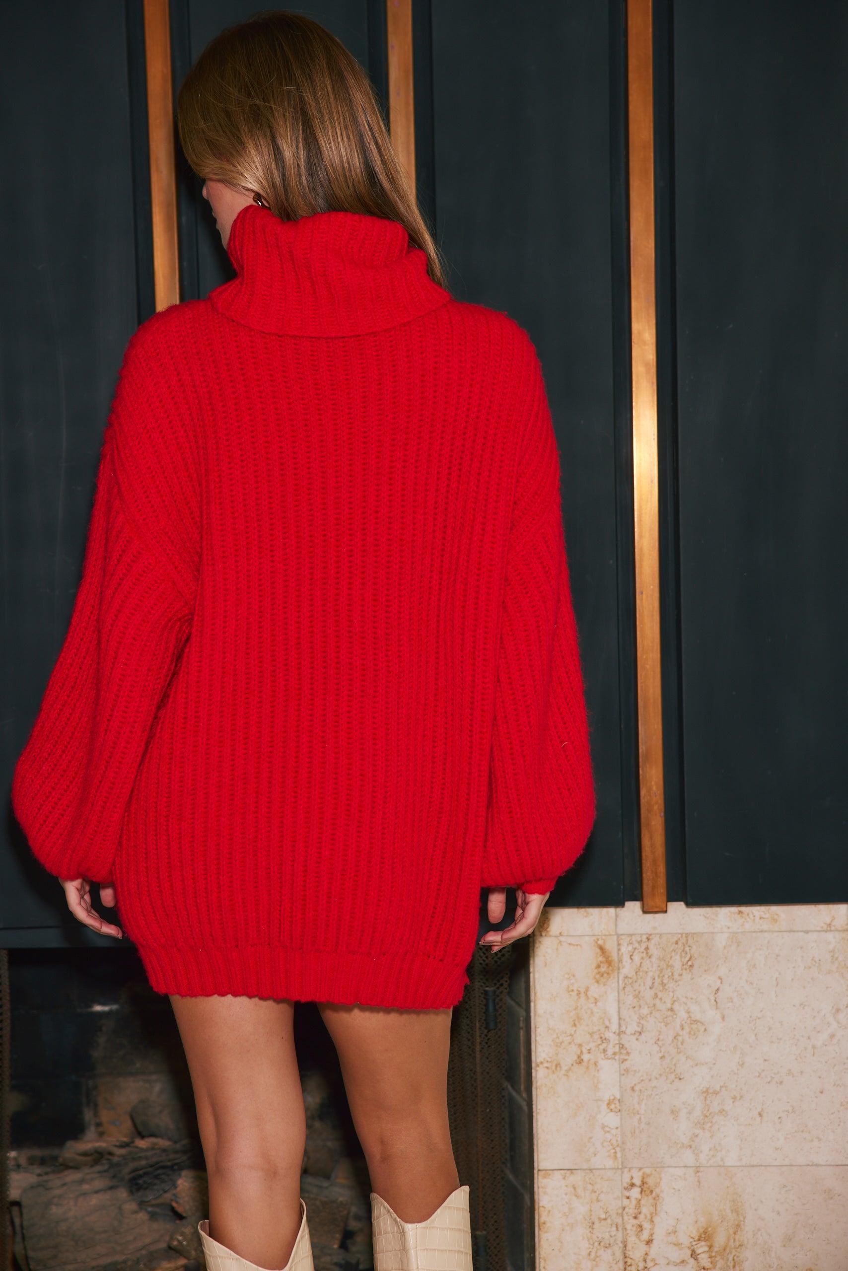 Gabriella Red Turtleneck Dress Product Image