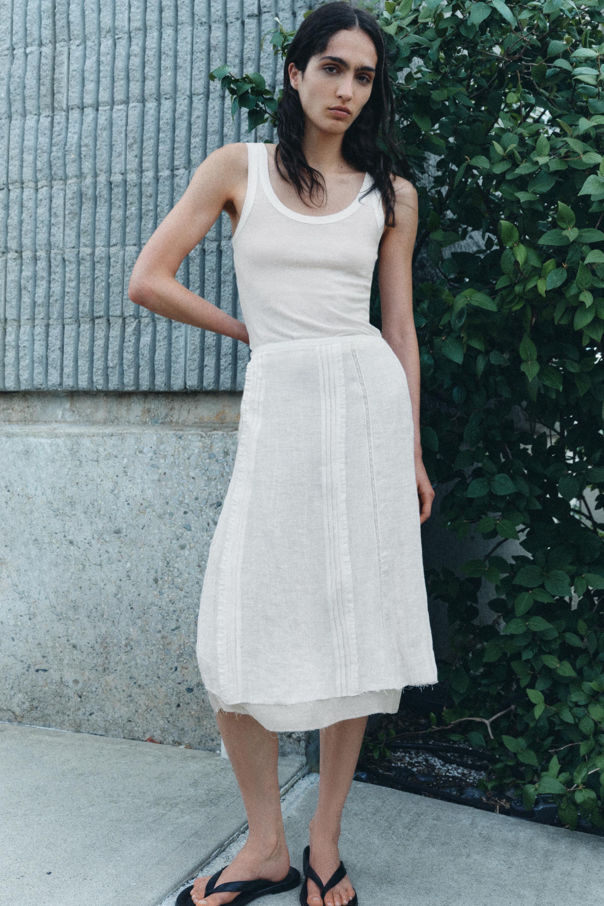 LINEN MIDI SKIRT ZW COLLECTION product image